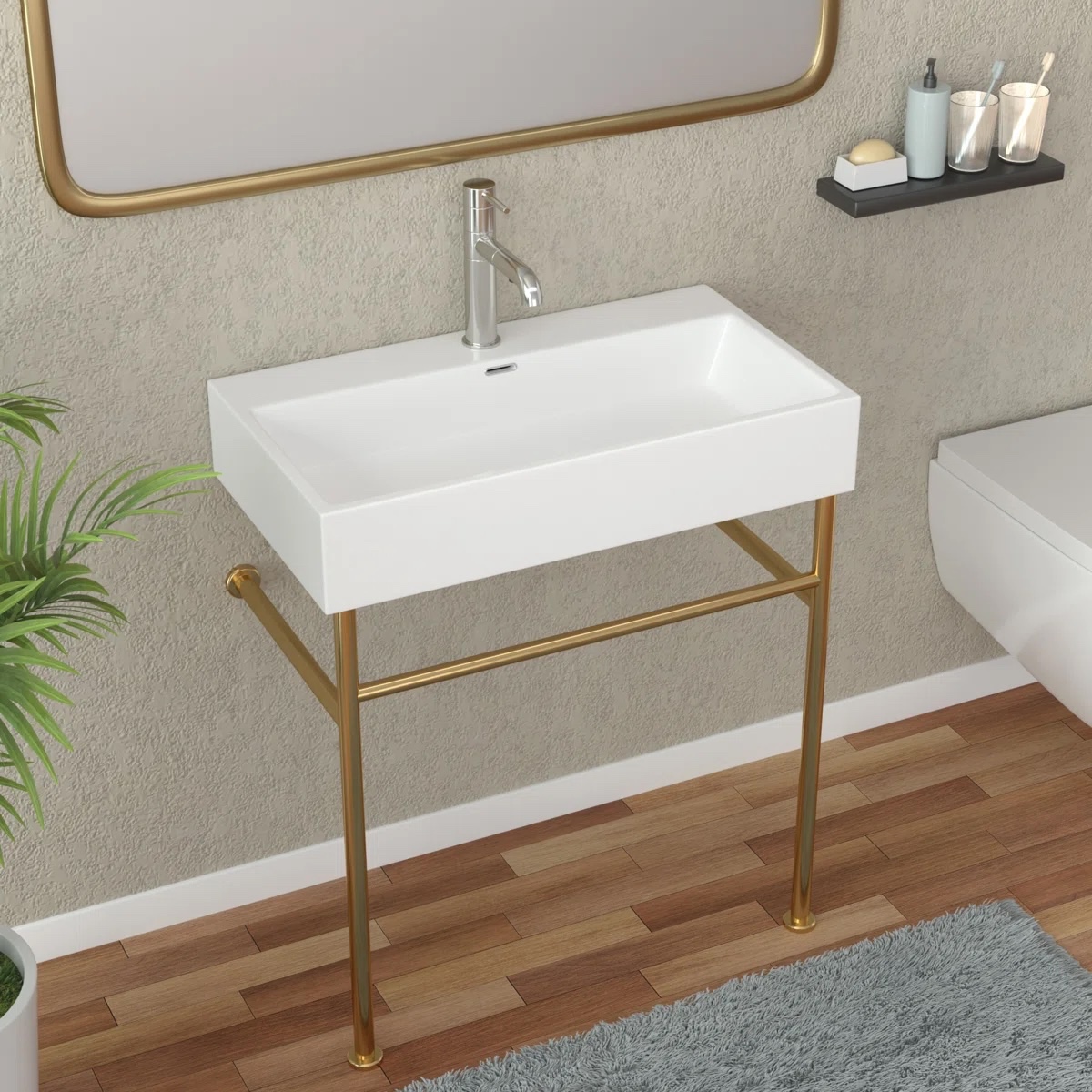 Lordear 17'' Ceramic Rectangular Bathroom Sink with Overflow