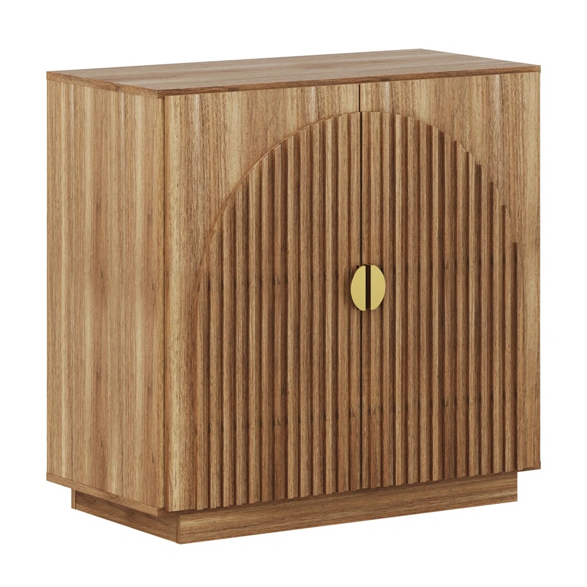 Symmetrical Arched Doors Sideboard Buffet Cabinet with Storage Caramel Brown