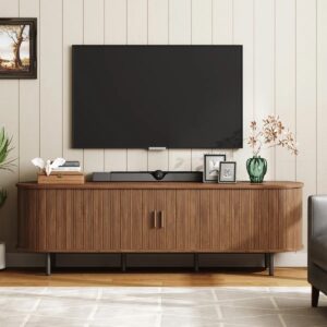 Tv Stand With Storage And Shelves Designed To Fit 55’’ - 80’’ Tvs