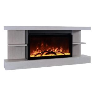 Home Décor Series Fireplace Floating Mantel Shelf, Classic Grey Wood