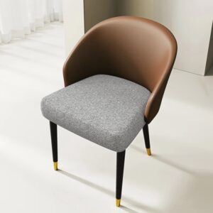 Kimla Faux Leather Solid Back Side Chair With Metal Leg (Set of 2)