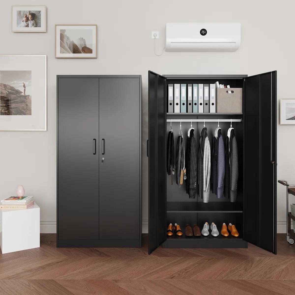 36 Inch Wide Metal Wardrobe Cabinets Storage Cabinets with Lock