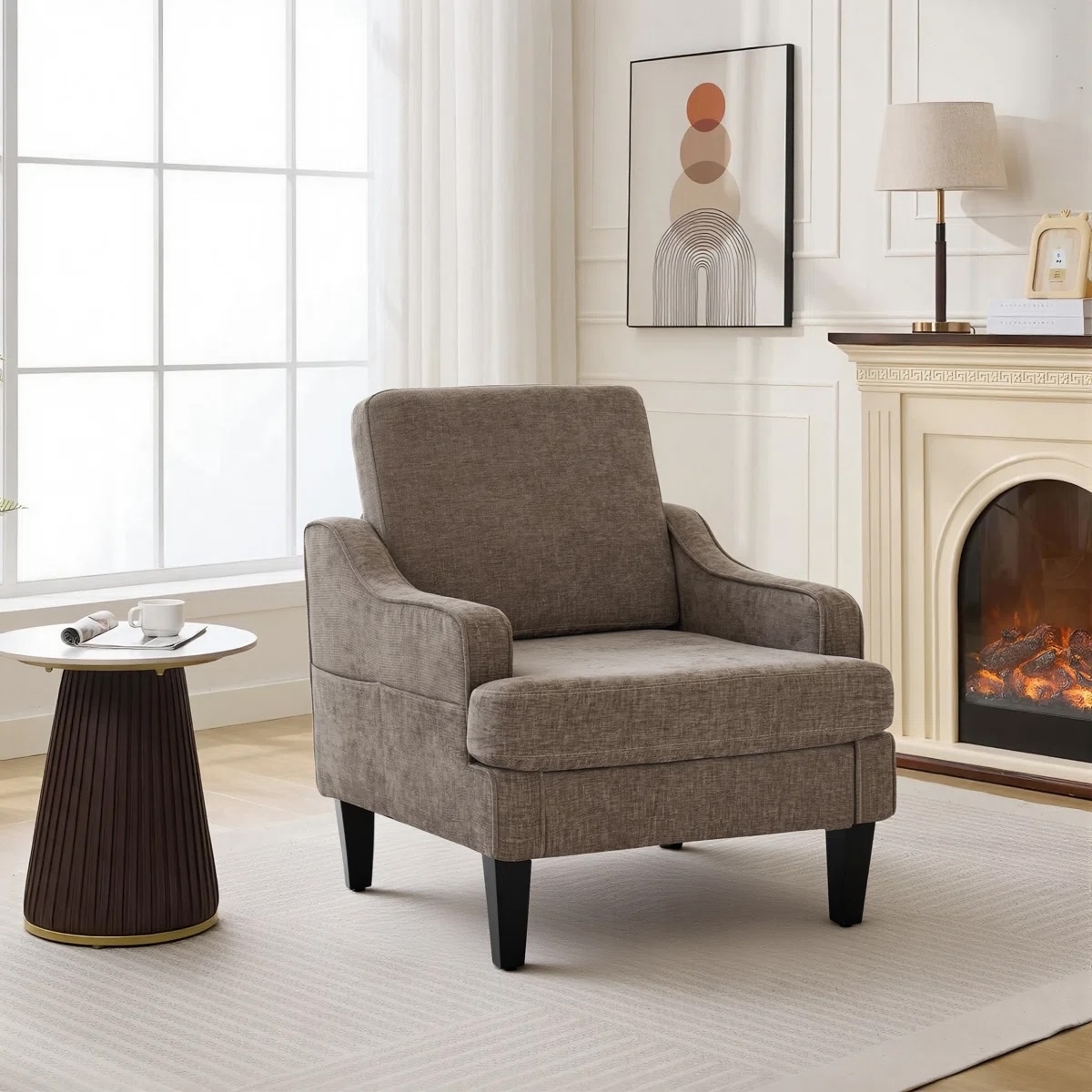 Mordern And Chic Design Chenille Upholstered Accent Side Armchair