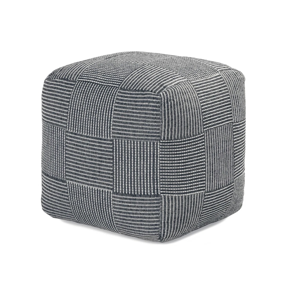Marta 20" Steel Grey Upholstered Pouf Ottoman