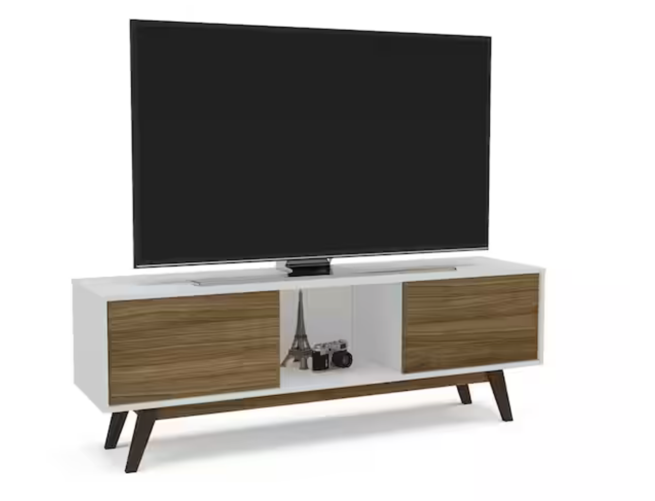 White and Walnut TV Stand Fits TV's up to 65 in.