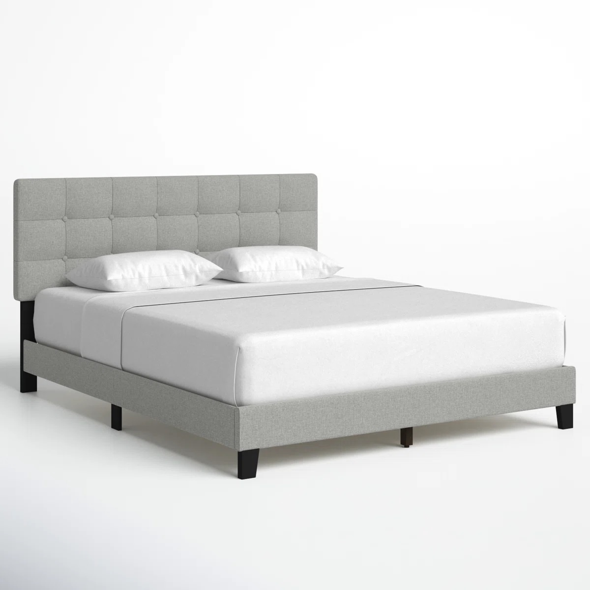 Queen Abdiel Tufted Upholstered Low Profile Platform Bed Warm Gray